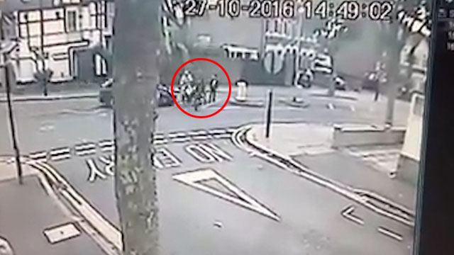  The group crossing the road in Newham last Thursday before being hit