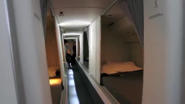  The staircase leads to a secret room full of beds for flight attendants