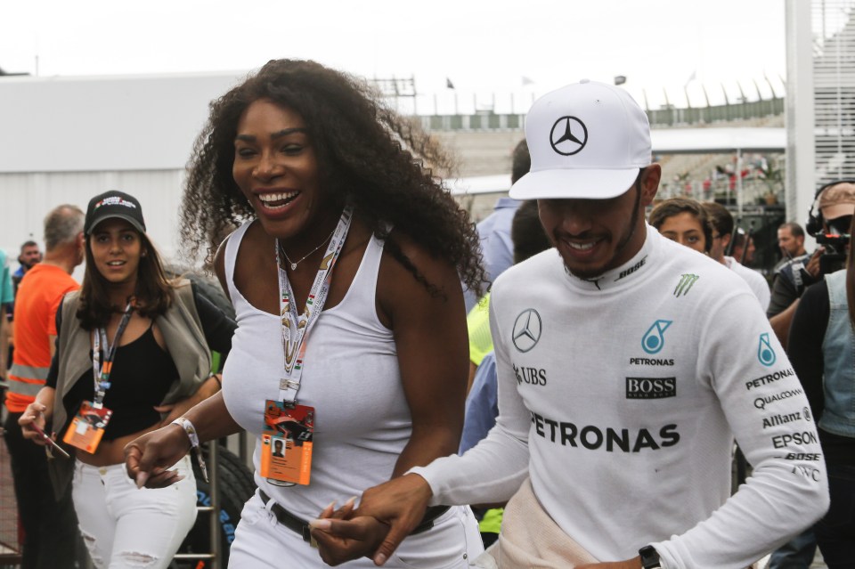  Serena Williams and Lewis Hamilton were snapped holding hands at the racing event