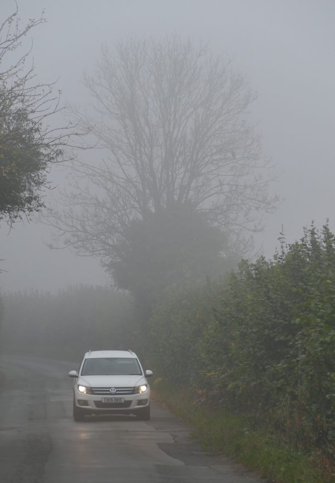  Fog was a challenge for motorists in Dunsden, Oxfordshire, this morning