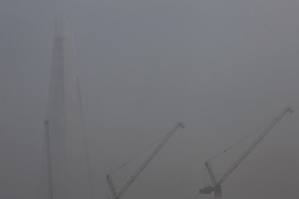  Fog surrounds the Shard skyscraper in London today as forecasters warned an Arctic blast is on the way tomorrow