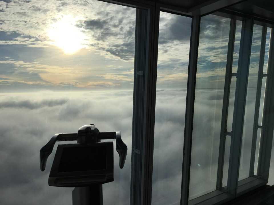  Thick fog obscures the view from the Shard's viewing gallery 800ft above London