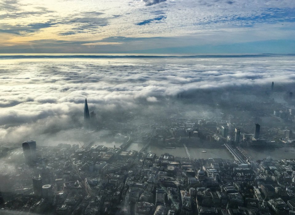  Much of the country was shrouded in thick mist today like this fog rolling over the capital at 9.30am