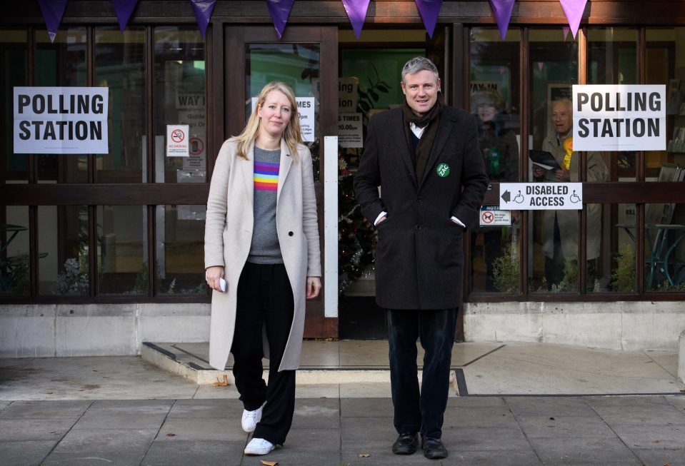  Zac Goldsmith and his wife Alice Rothschild leave after casting their votes