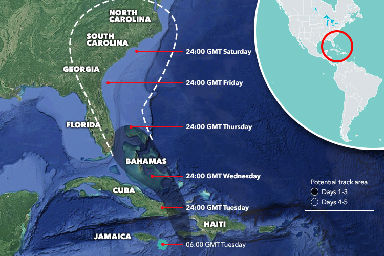  Path of destruction ... Hurricane Matthew will pass through Haiti and hit Cuba