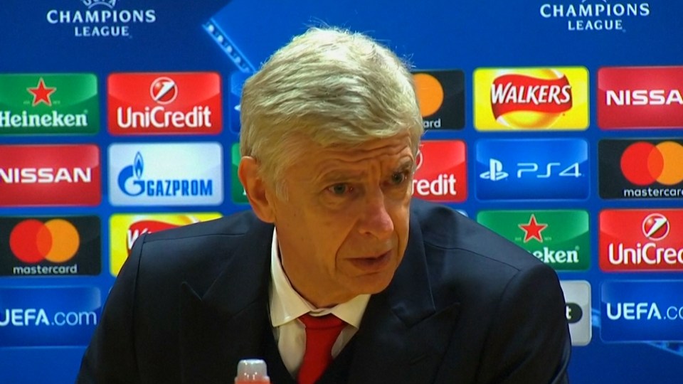  Arsene Wenger talks to the press after Arsenal's smashing of Ludogorets