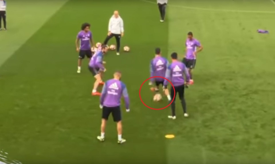  Cristiano Ronaldo is caught napping as the ball passes through his legs like a thread through the eye of a needle