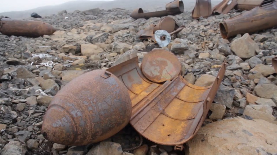  Rusted shells were among 500 objects found at the deserted outpost