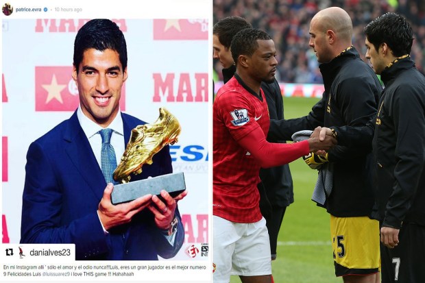 Patrice Evra puts aside feud with Luis Suarez