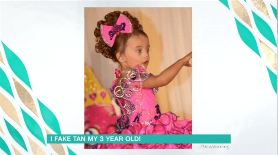  Her little girl takes part in beauty pageants