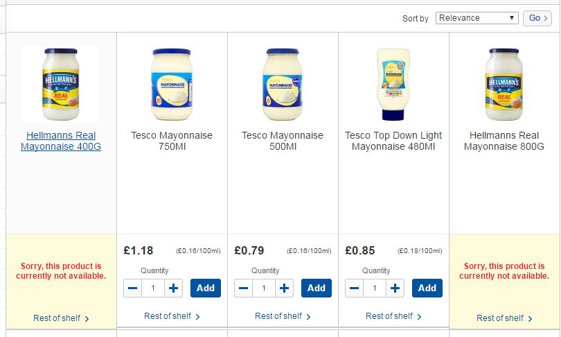  Hellmanns mayonnaise is just one of the products unavailable online