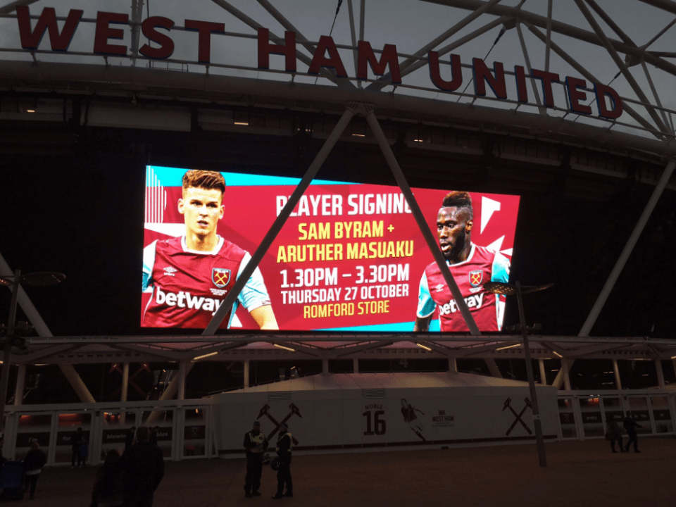  The glaring spelling mistake on the banner outside West Ham's London Stadium