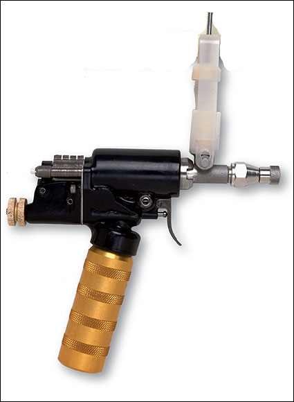  Med-E Jet' vaccination gun, designed to deliver many doses of smallpox vaccine in rapid succession, as part of the mass vaccination programme.