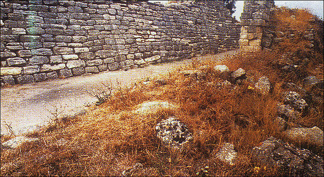  The ruins of the walls of Troy at the modern-day Turkish town of Hissarlik. Experts who worked on the site say the ancient city was destroyed by fire