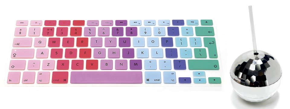  Jazz up your desk with this cool keyboard cover and disco ball drink container