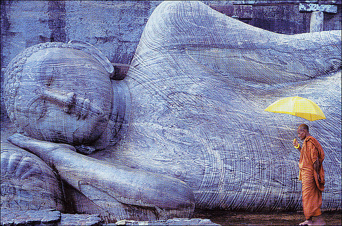  A reclining Buddha at Polonnaruwa, Sri Lanka. Buddhism has up to 300 million followers