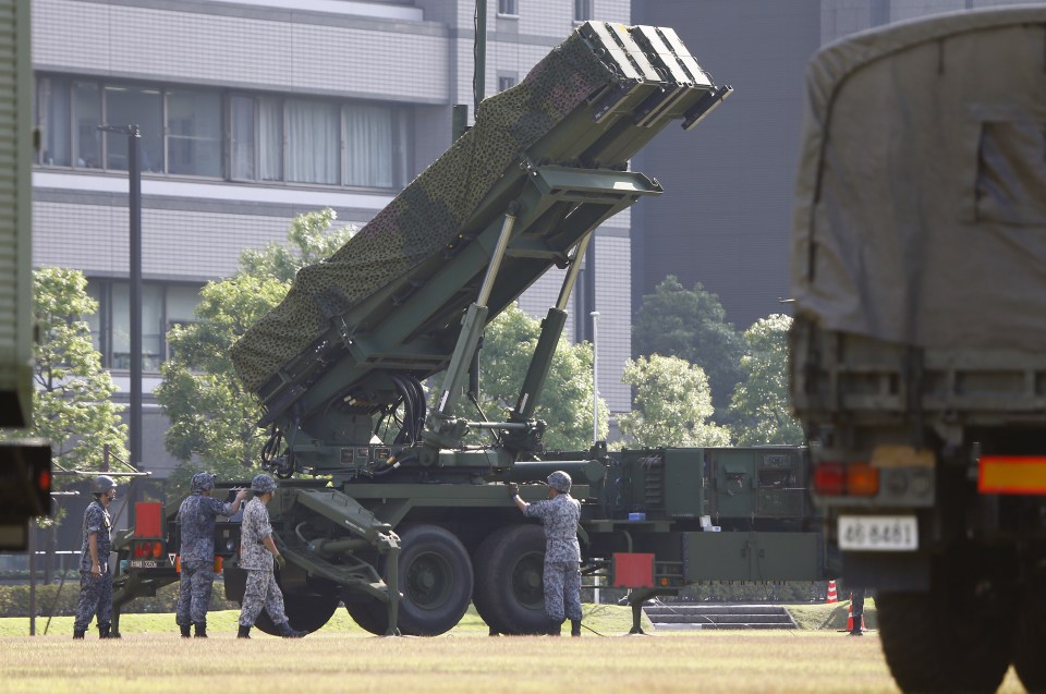  Japan Self-Defence Force members set up a PAC-3 Patriot missile unit deployed in Tokyo