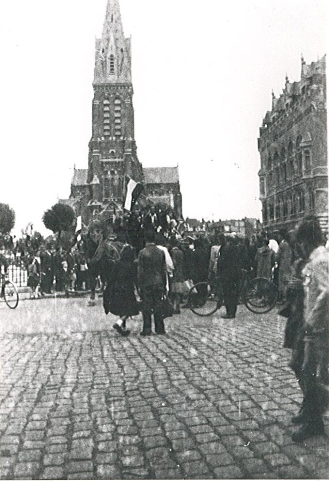 The historic square in Armentieres which British soldiers liberated from the Nazis