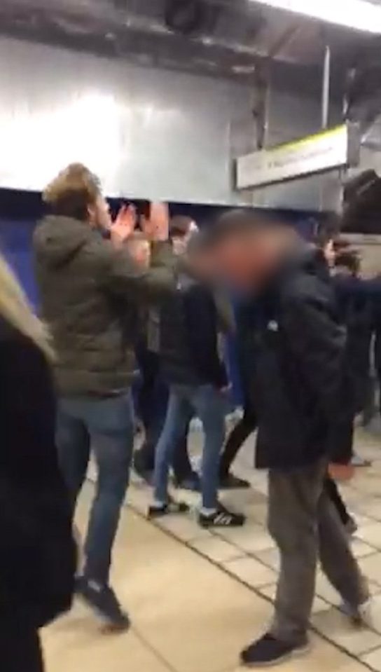  The ugly scenes spilled out from the Tube and into the station