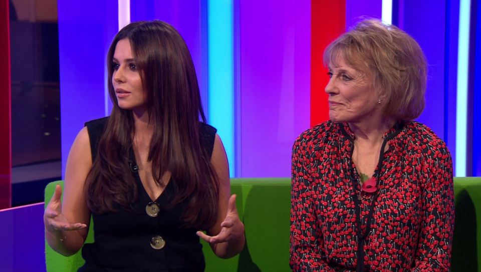  Cheryl sat alongside Childline founder Esther Rantzen on The One Show