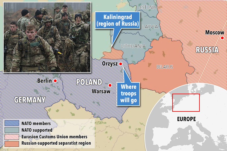  Deployment of 150 troops will be stationed near the border with Kaliningrad, a key Russian enclave