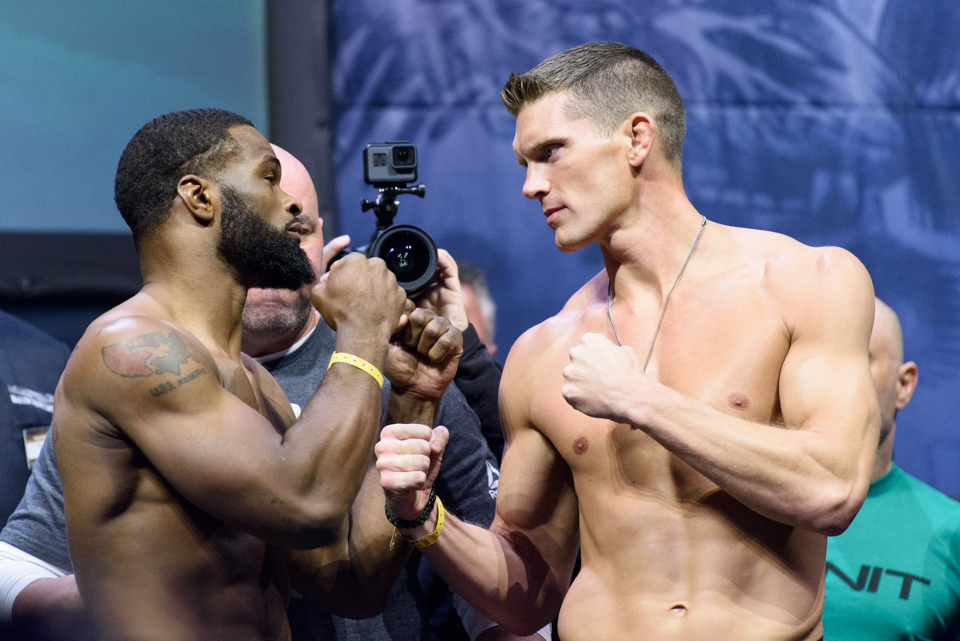  Tyron Woodley and Stephen 'Wonderboy' Thompson face off