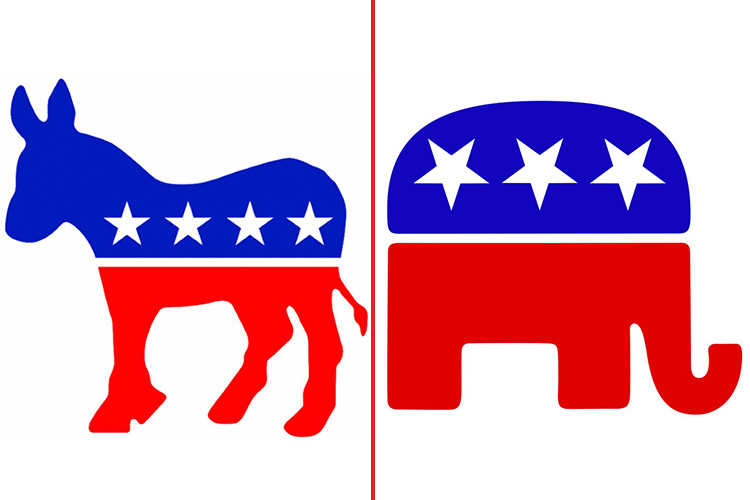  The Democrat's symbol is a donkey while the GOP's is an elephant