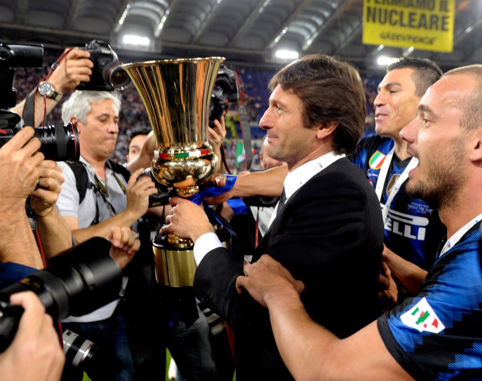  Leonardo celebrates winning Coppa Italia in his sole season as Inter manager