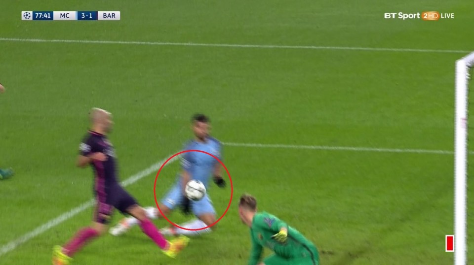  Sergio Aguero was accused of handball in the build-up to City's third goal