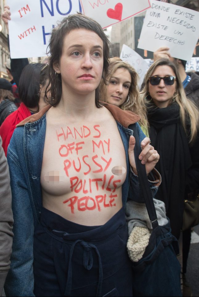  One woman wrote a passionate message on her chest