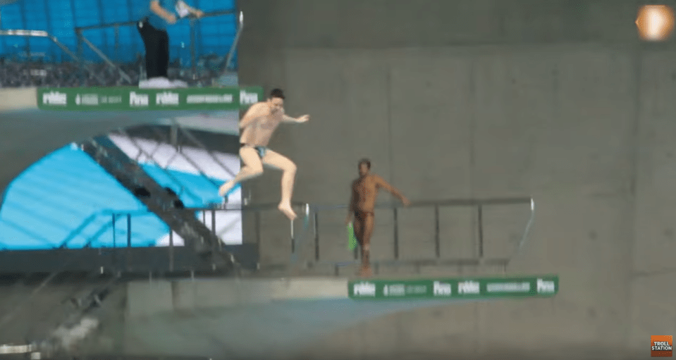  ... and launched himself off the high dive