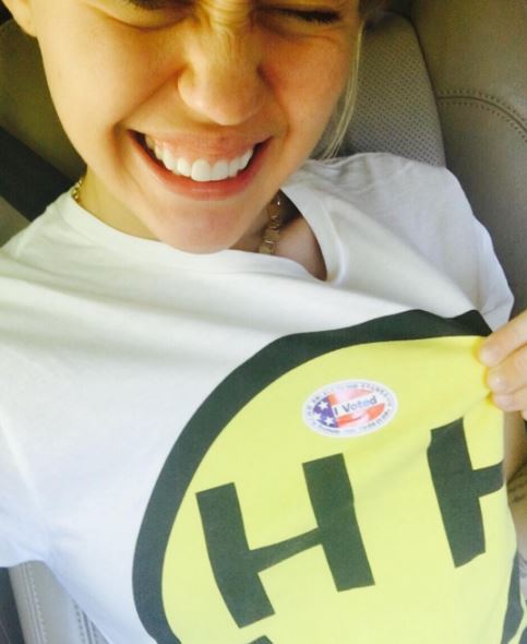  Cyrus had posted a shot of herself thrilled to reveal she had voted