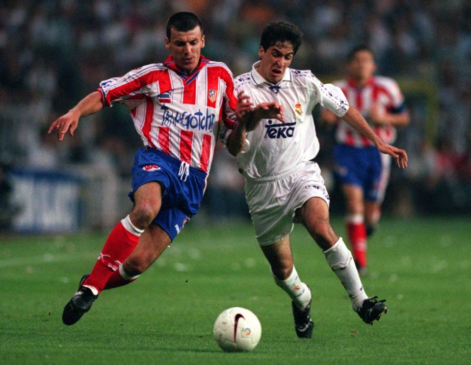 Prodan in derby action with Real Madrid's Raul Gonzalez