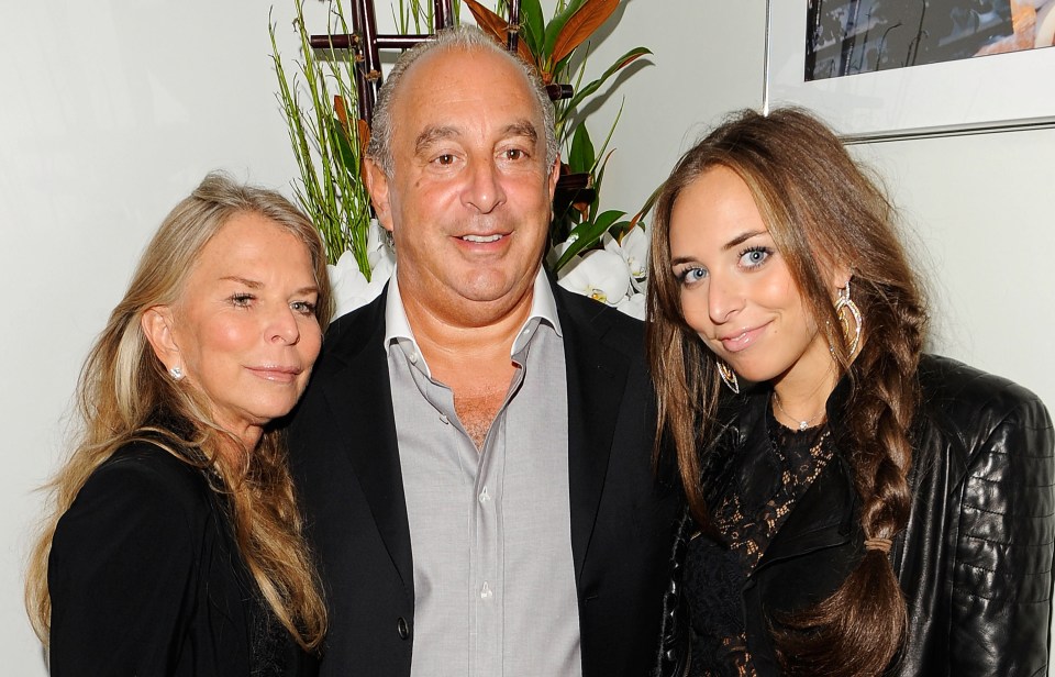  Green, pictured with wife Lady Tina and daughter Chloe, could be handed a £1 billion bill