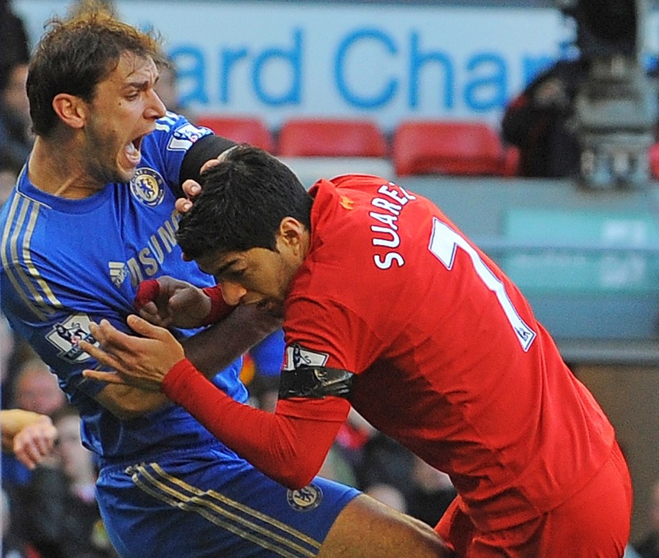  Suarez has been in bother with football authorities before... Like when he bit Chelsea star Branislav Ivanovic during his time at Liverpool