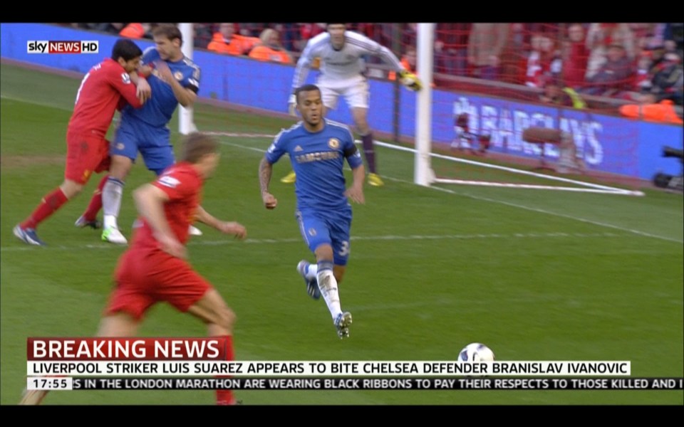  As Steve Gerrard was about to play a ball in, Suarez made his move onto Branislav Ivanovic