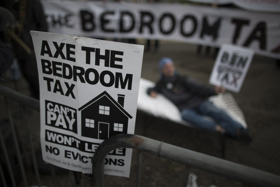  A protest against the "bedroom tax" - one of many that has taken place since it was introduced