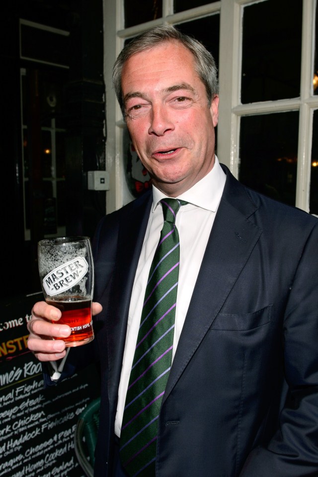  Brexit champion Nigel Farage likes to be pictured with a pint, but leading pub firms are blaming leaving the EU for potential price hikes