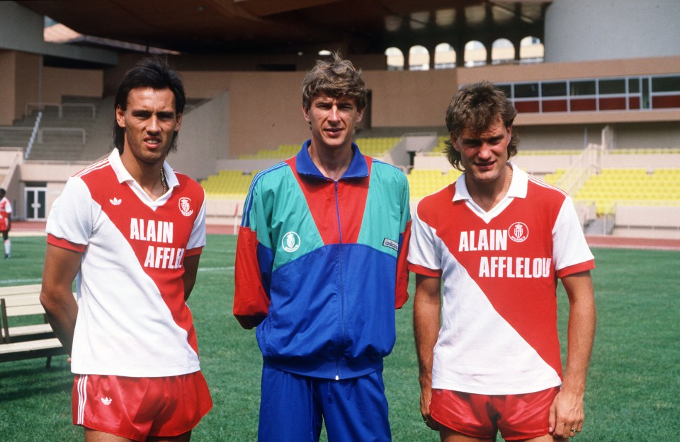  Arsene Wenger with signings Mark Hateley and Glenn Hoddle at Monaco in 1987