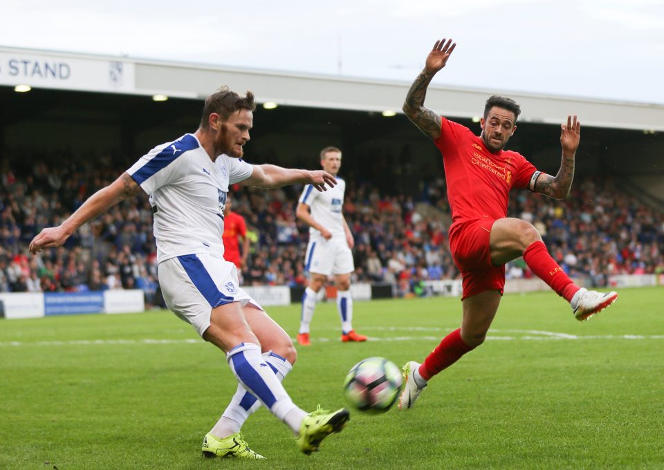  Tranmere Rovers in action against Liverpool