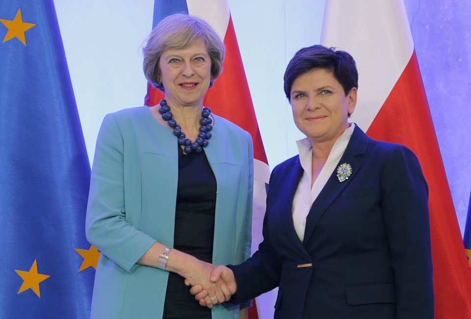  Theresa May is trying to cement ties with Polish counterpart Beata Szydlo ahead of Brexit negotiations