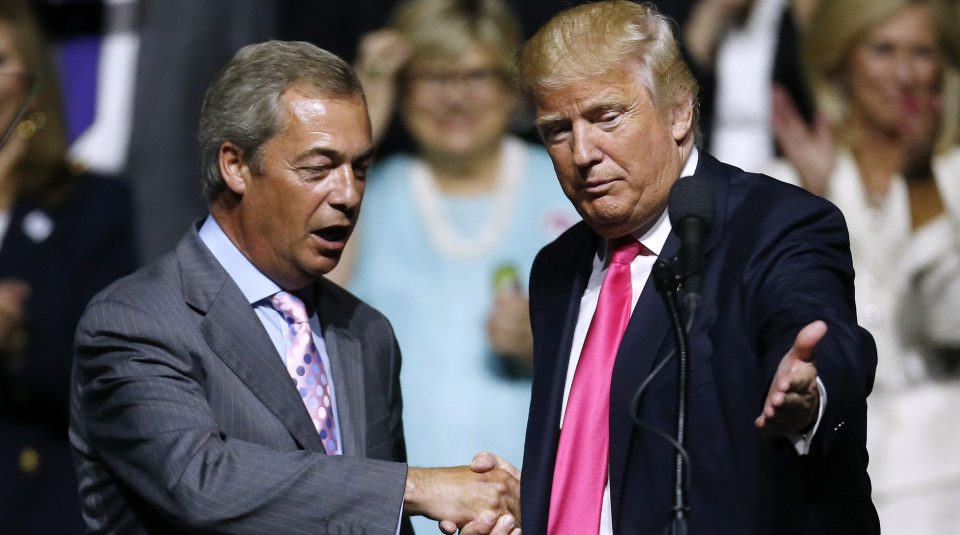  Helping hand...  Nigel Farage says he may well have been the only politician in Britain who offered Trump any support or help whatsoever