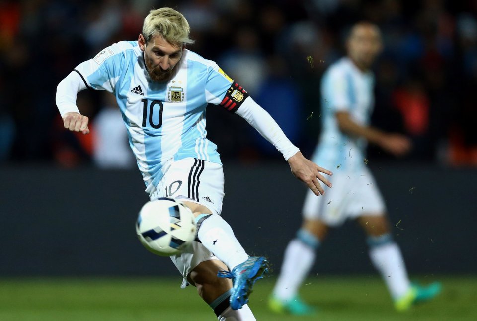  Lionel Messi with the Argentina captain's armband