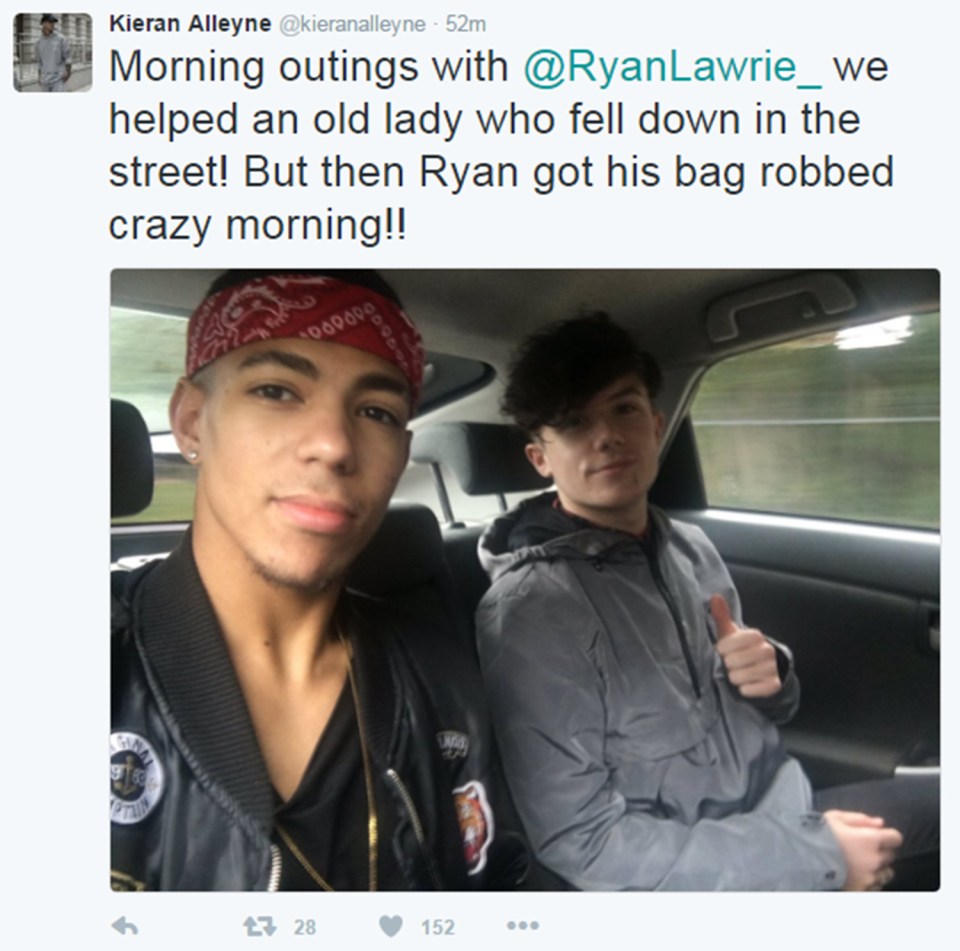  Kieran from 5 After Midnight tweeted about Ryan having his bag stolen