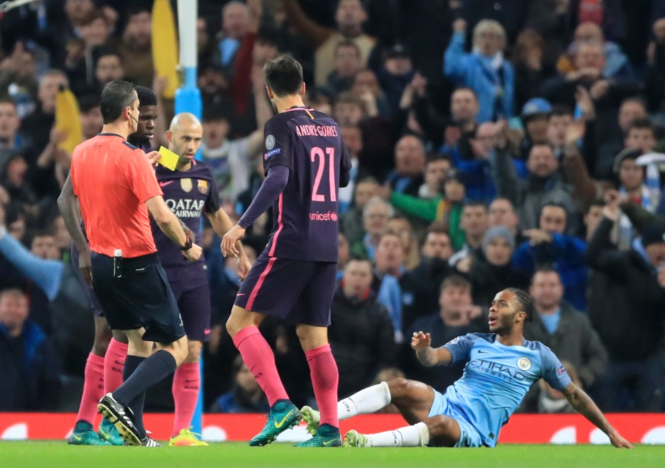  Raheem Sterling was clearly shocked as referee Viktor Kassai showed him a yellow card