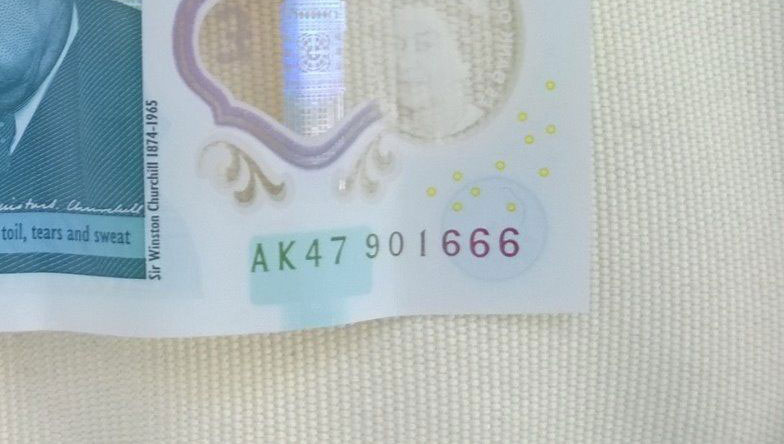  This fiver combines the highly-sought after AK47 serial number with '666'