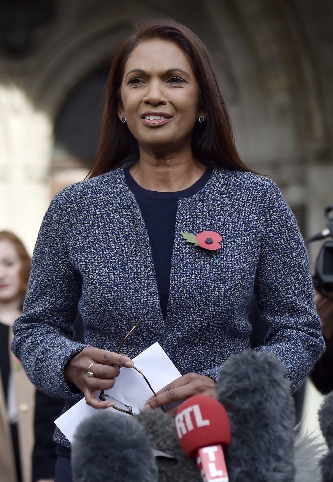  The lead claimant in the Article 50 case, Gina Miller, speaks outside the High Court yesterday