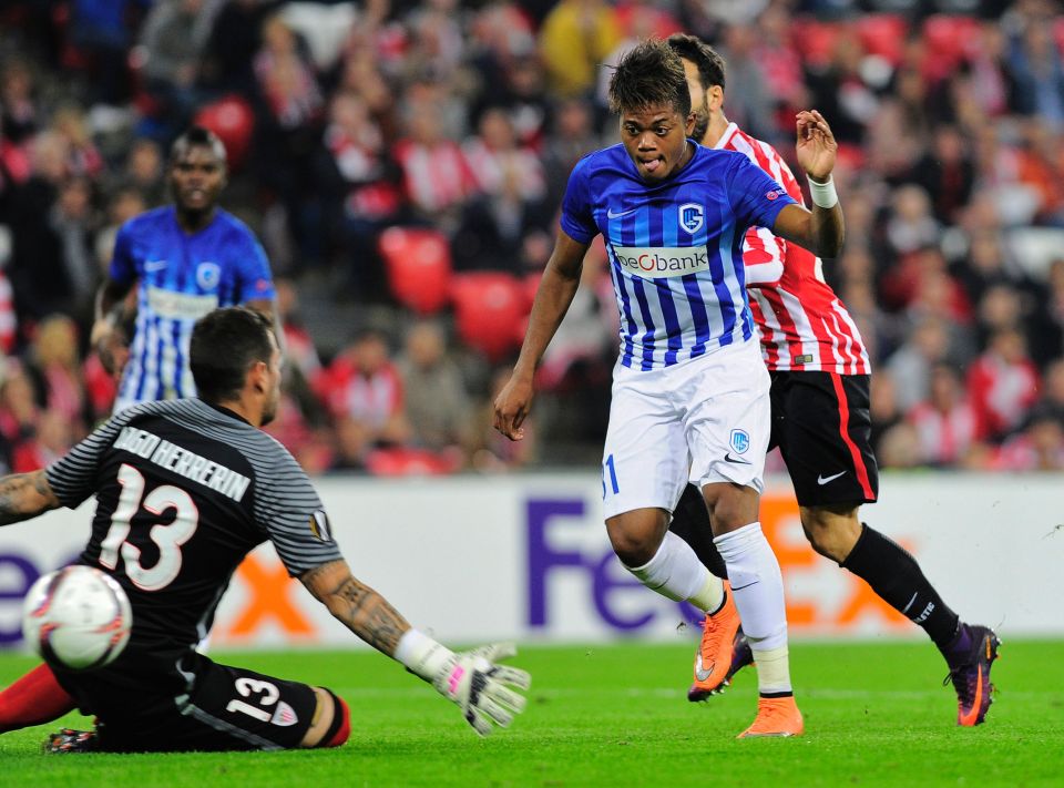  Leon Bailey scores for Genk in the Europa League clash with Athletic Bilbao