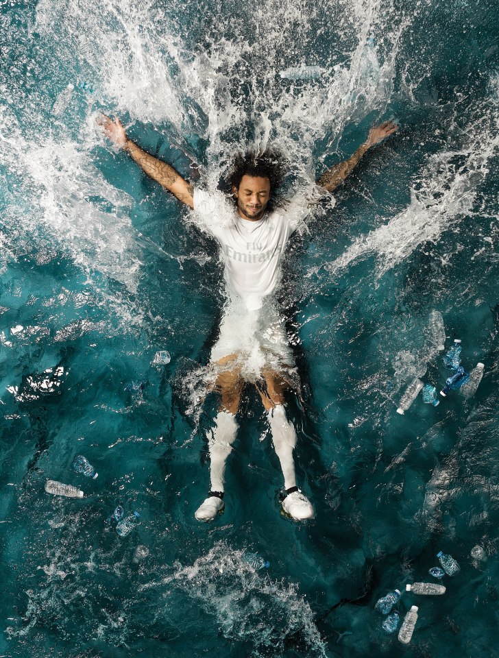 Real Madrid's Marcelo models the kit