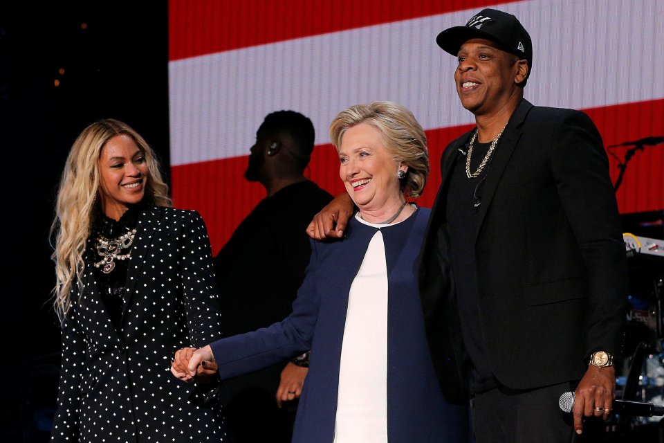  Hillary called Beyonce 'a woman who is an inspiration to so many' and thanked Jay Z 'for addressing in his music some of our biggest challenges in the country'